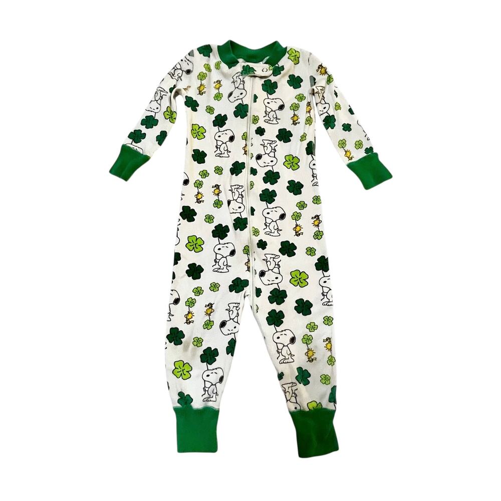 Hanna Andersson Peanuts Shamrock Snoopy Sleeper PJs Size 12-18m